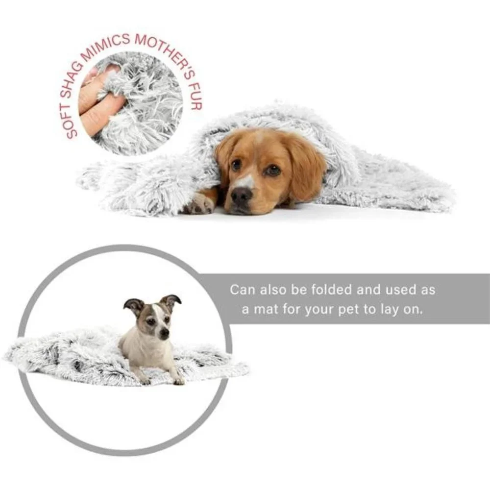 Calming Shag Fur Pet Throw Blanket, Frost, 30